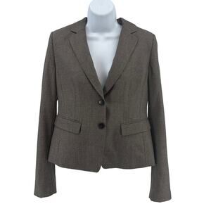 Ann Taylor Blazer Jacket WMNS 2 Single Breasted Gray Lined Wool Blend Stretchy